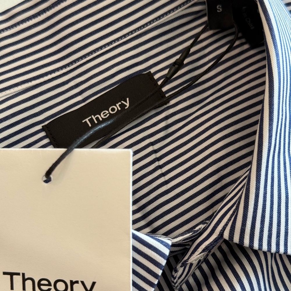 Theory Men’s Menlo SS Derby Stripe Button Down Shirt Men’s S - Picture 3 of 6